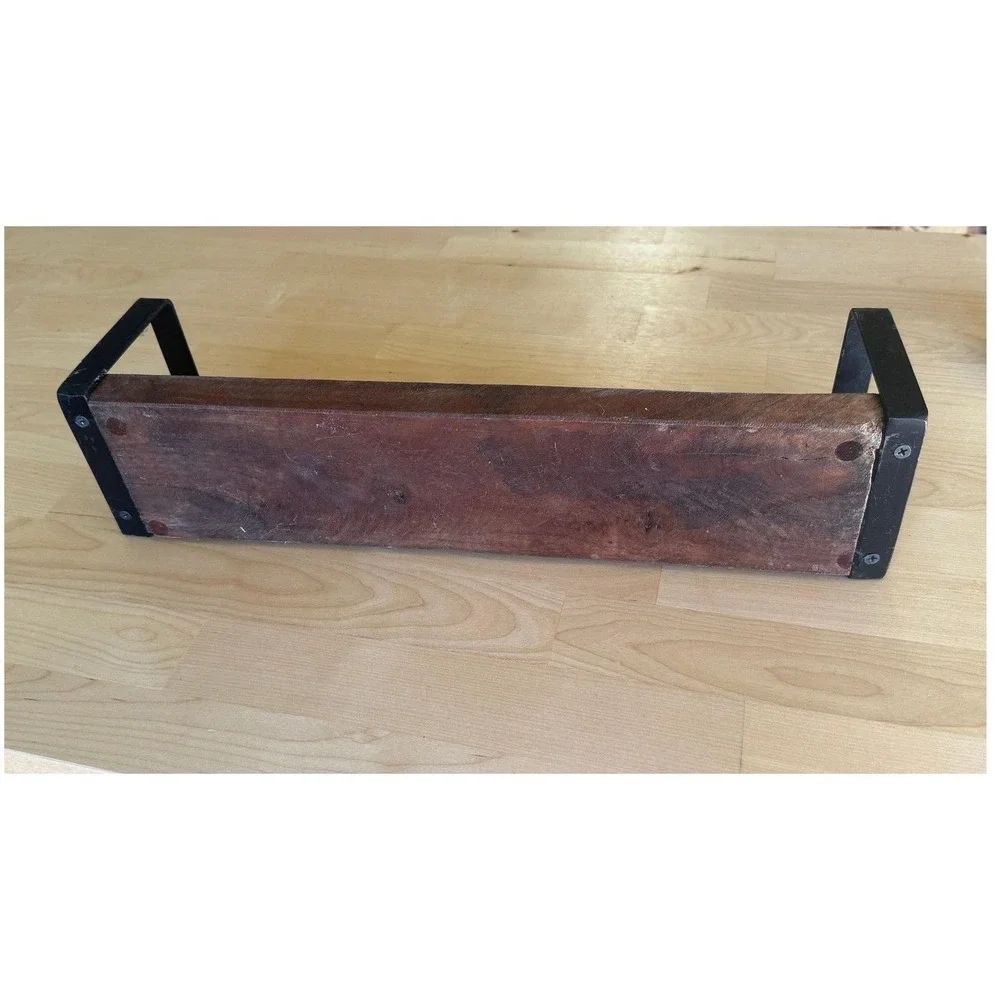 Rustic Farmhouse Candle Holder Wood 4 Votive Metal Handles Table Decor‎